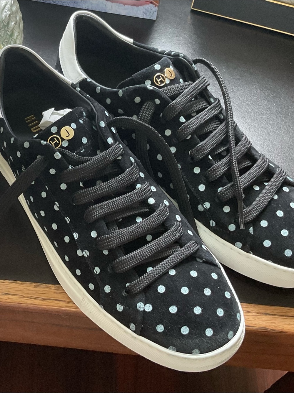 Women’s Black Polka Dot Athletic Sneakers